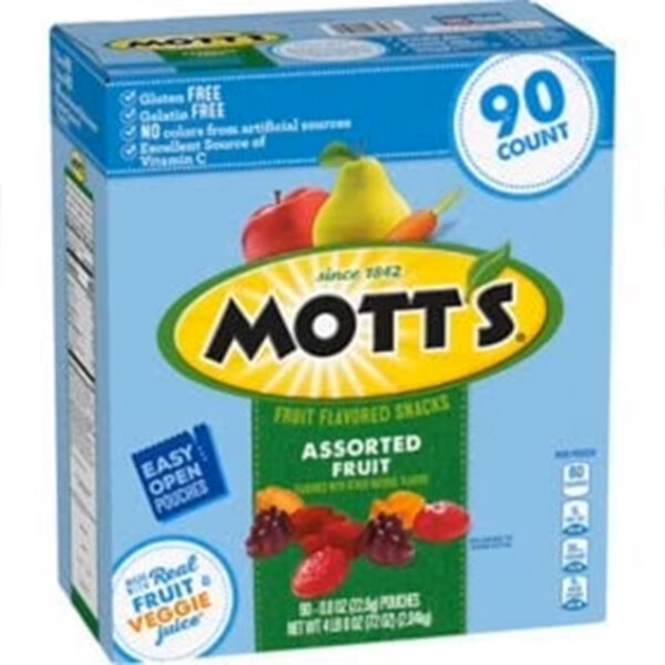 Mott's Assorted Fruit Flavored Snacks, 0.8 oz., 90 count.pack of 2