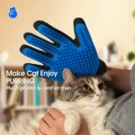 Upgrade Version Pet Grooming Glove - Gentle Deshedding Brush Glove - Efficient Pet Hair Remover Mitt - Enhanced Five Finger Design - for Dog & Cat with Long & Short Fur - 1 Pair (Blue) - Image 2